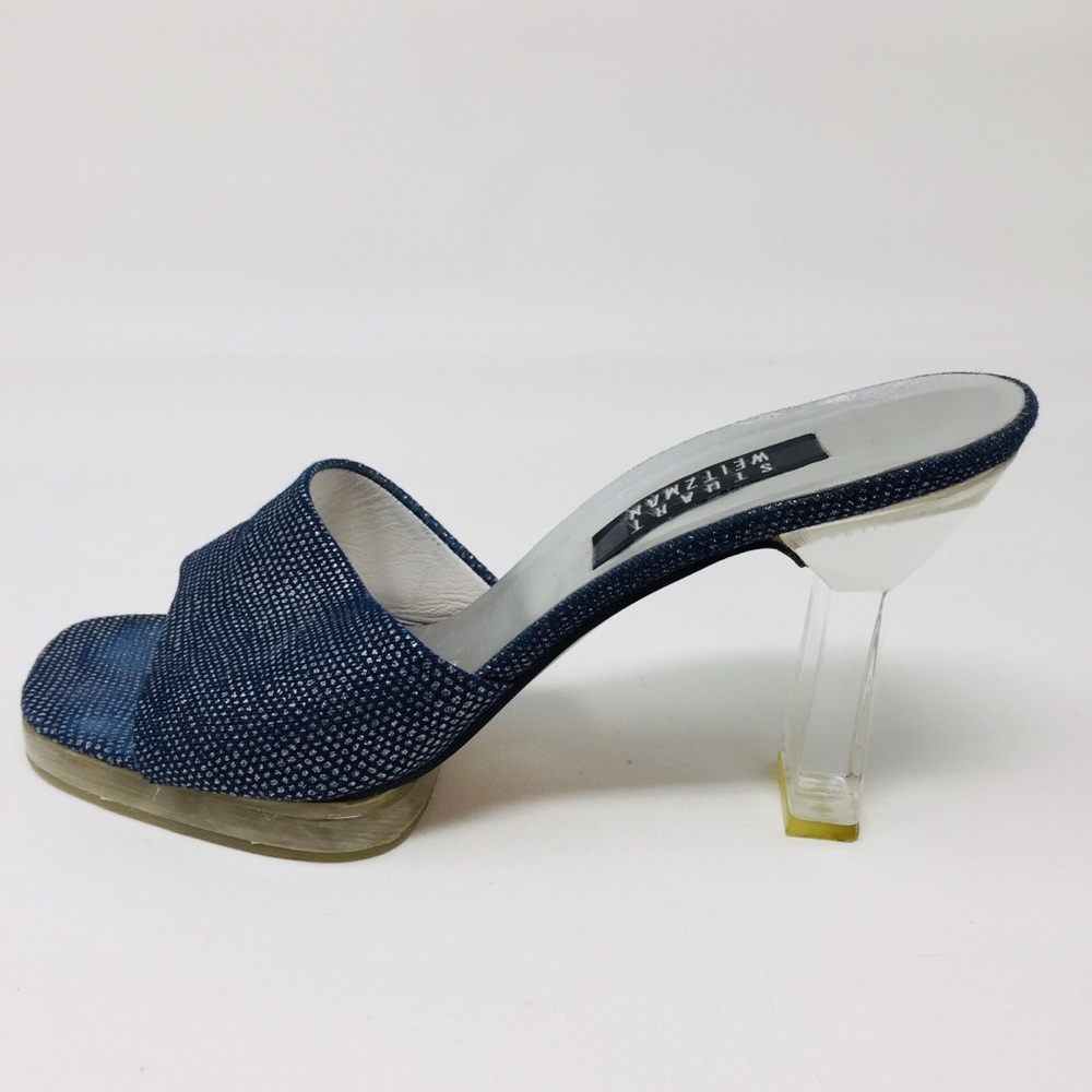 Stuart Weitzman Glass Lucite Block Heel Slide 10 - image 6